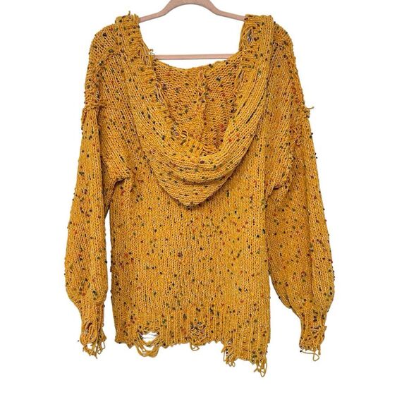 POL Sweater Women Size M Hooded Pullover Distressed Confetti Sweater - Picture 2 of 9